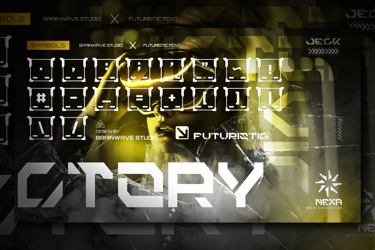 JECK - Futuristic and Cyberpunk Font, a Font by Brainwave (Photo 6 of 9)
