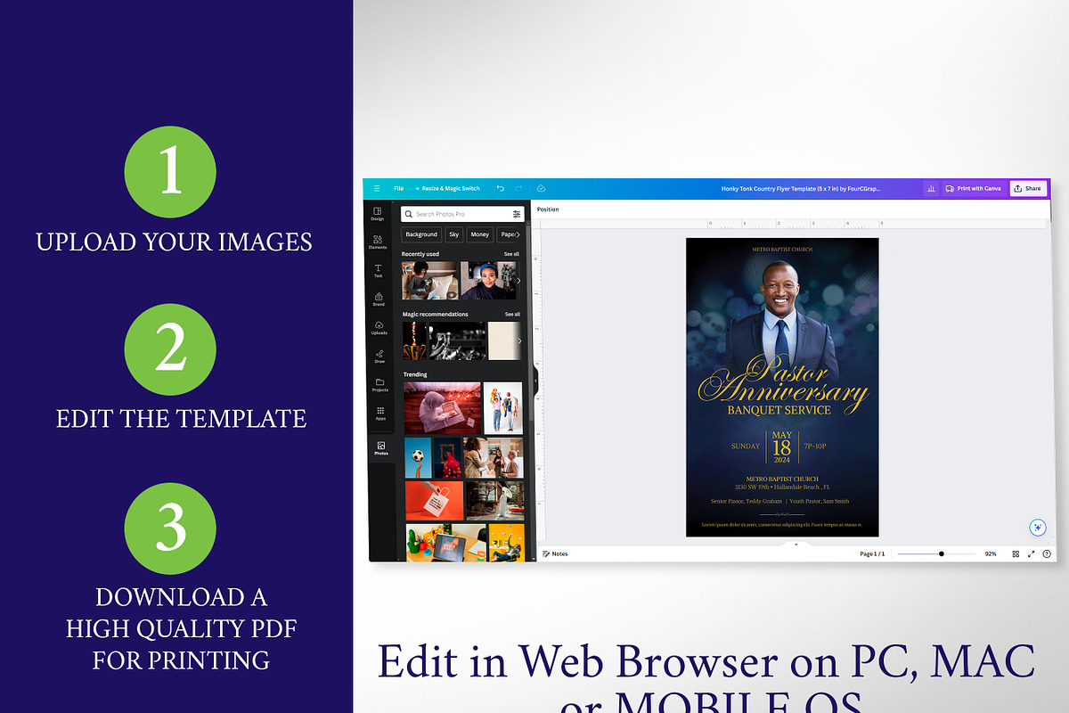 Pastor Anniversary Banquet Flyer, a Flyer Template by Four C Graphic (Photo 4 of 10)