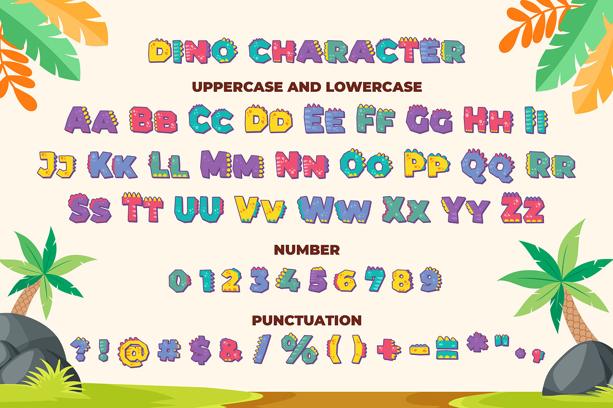 Dino - SVG Color Font, a Sans Serif Font by Blankids Studio (Photo 5 of 6)