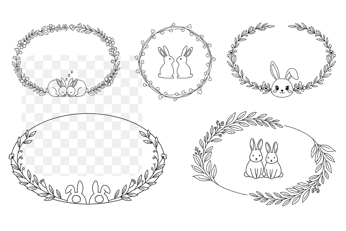 Easter Floral Line Art Frame SVG Set, a Decorative Illustration by Unique Design Team (Photo 2 of 3)