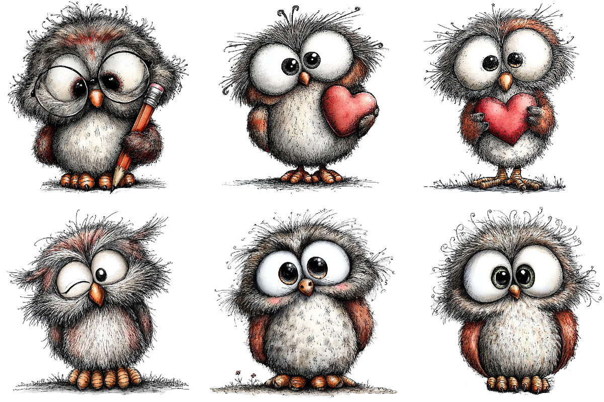 Whimsical Funny Cute Owl Clipart, an Illustration by DreamArtGraphic (Photo 4 of 5)