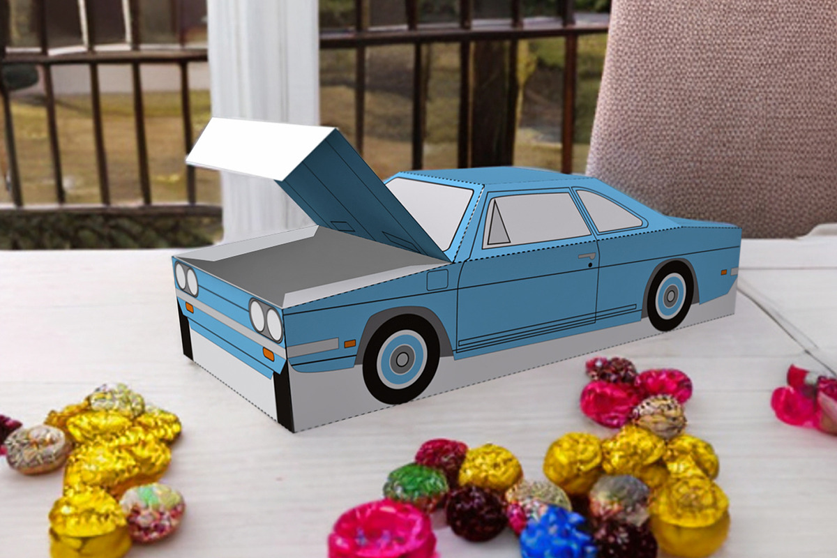 Car favour box - 3d Papercraft, a Print Template by PAPER amaze
