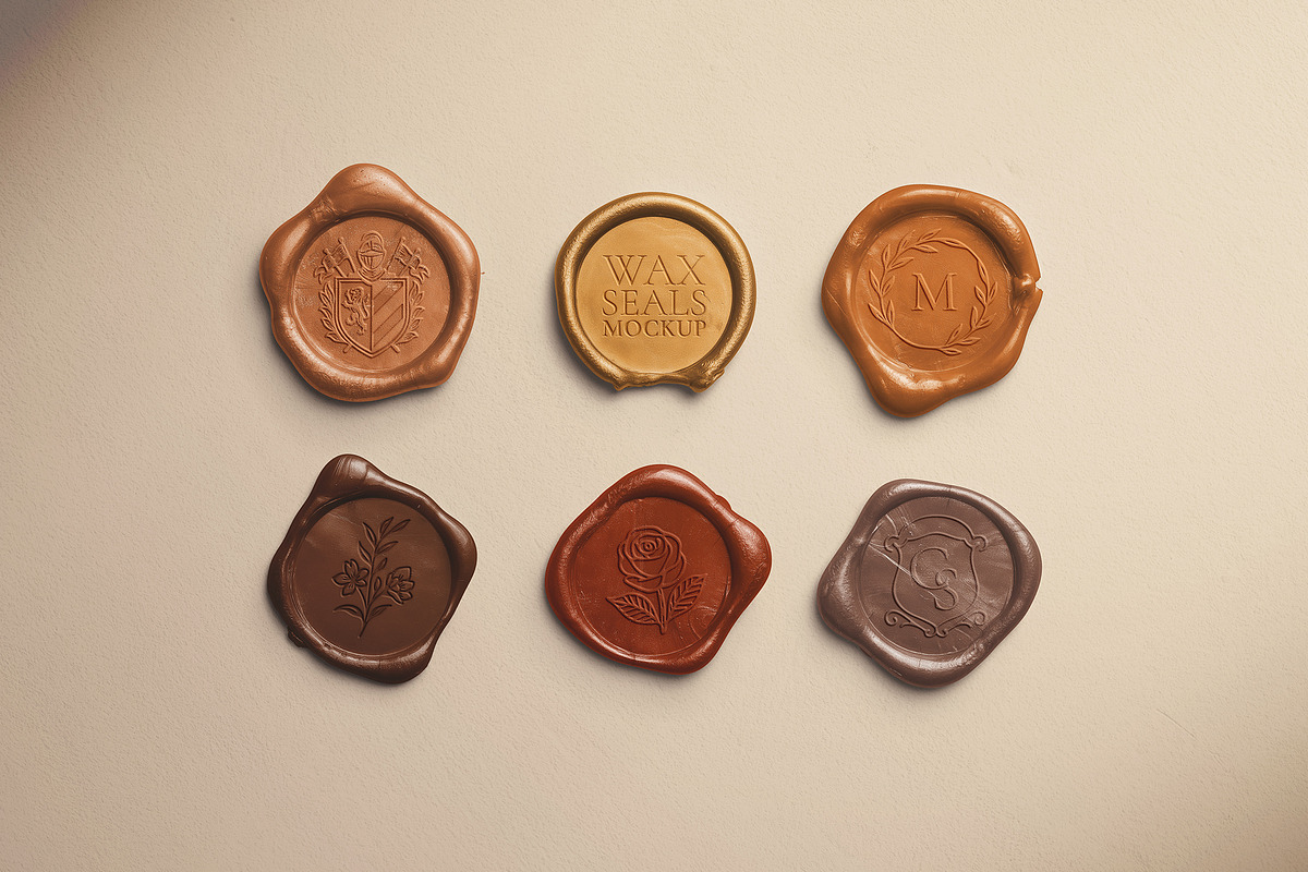 Metallic Wax Seal Set - Premium, an Advertising Mockup by Custom Scene (Photo 8 of 9)