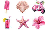 Pink Summer Clipart, an Illustration by Designking (Thumbnail 4 of 5)