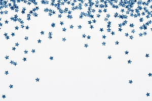 Classic Blue stars confetti on white