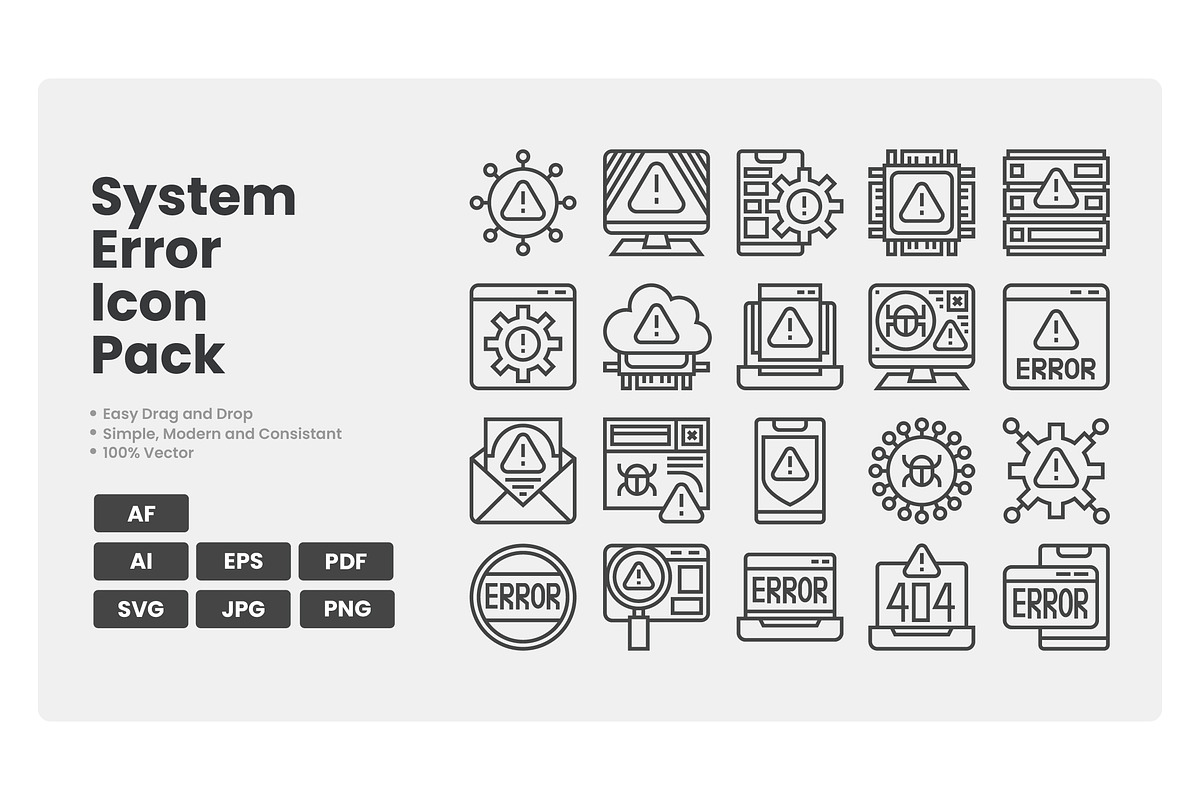 System Error Icon Pack, an Outline Icon by erifqizeicon