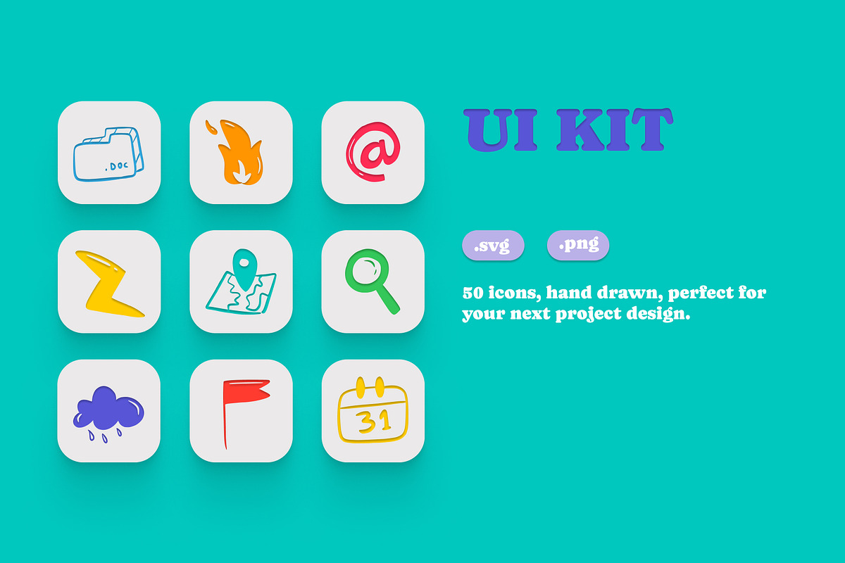 50 Icons Colorful Pop UI Kit, an Icon by LorellaC (Photo 6 of 6)