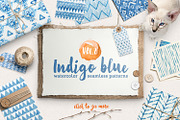 Indigo watercolour patterns pack, a Pattern Graphic by Nicetoseeya (Thumbnail 1 of 3)