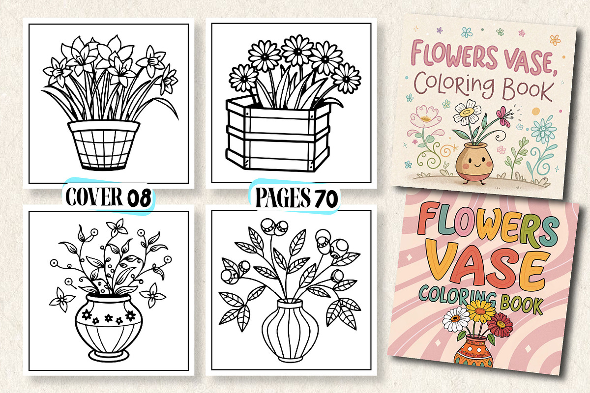 Flowers Vase Coloring Book, a Photo by Wow Magic (Photo 1 of 3)