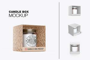 Kraft Box With Candle Mockup