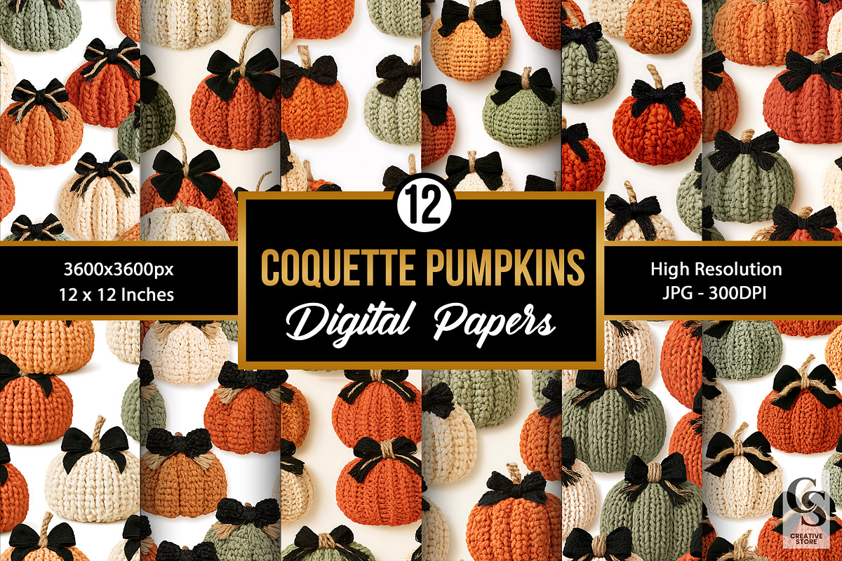 Fall Coquette Crochet Pumpkins, a Pattern Graphic by Creative Store (Photo 1 of 5)