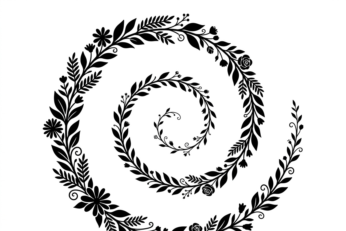 50 Elegant Floral Leaf Spiral Frame, a Decorative Illustration by Amazin_art (Photo 5 of 41)
