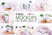 9 Mug Mockups, a Cups & Container Mockup by Free-PSD-Templates (Thumbnail 1 of 5)