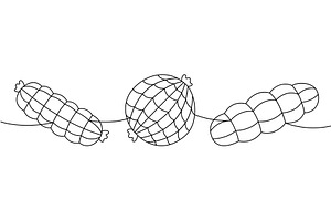 Smoked ham sausages one line, a Food Illustration by GraphiShop