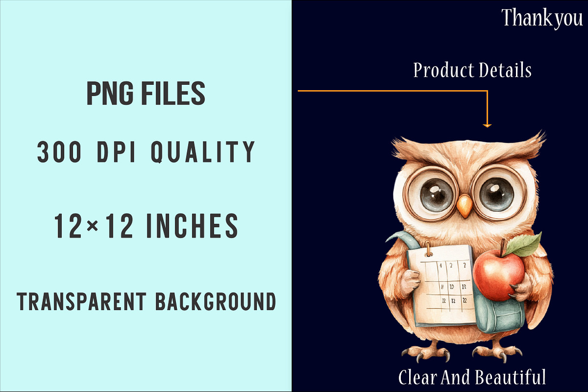 School Clipart School Owl Clipart, an Illustration by SinaCreation (Photo 4 of 5)