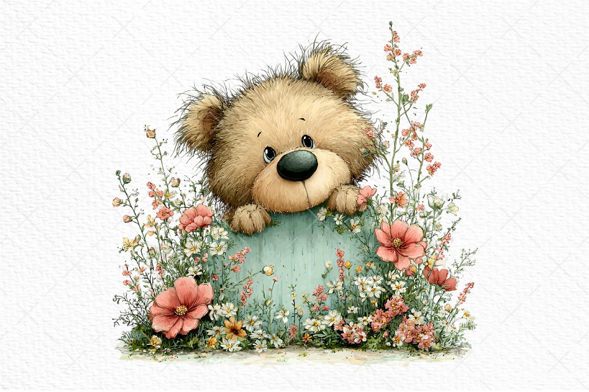 Whimsical Spring Teddy Bear Clipart, an Illustration by Craft Nest (Photo 11 of 11)