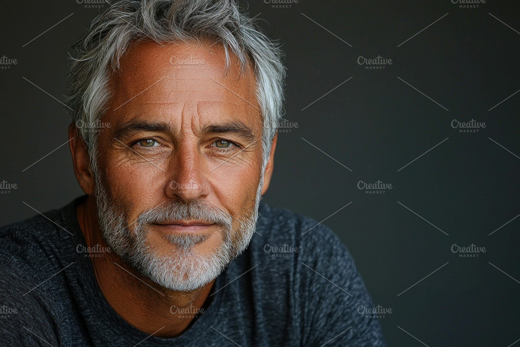 Confident mature man with gray hair and beard wearing dark gray, a Person Photo by José Manuel Gelpi