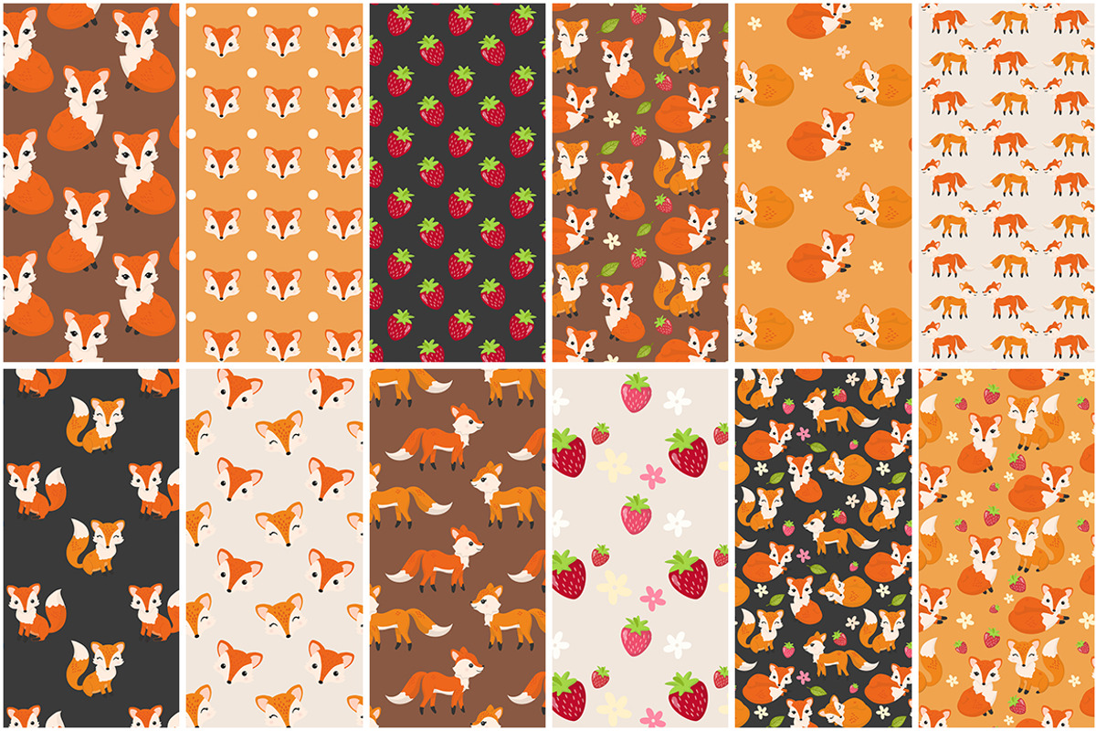Fox Seamless Vector Patterns + Paper, a Pattern Graphic by Avenie Digital