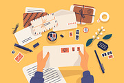 Sending letter composition and stamp, a Decorative Illustration by Good Studio (Thumbnail 1 of 3)