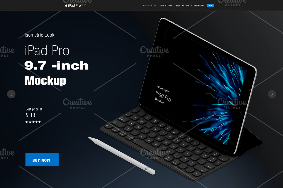 Isometric Apple iPad Pro 9.7 Mock-up, an iPhone Mockup by IsometricWorld (Photo 1 of 12)