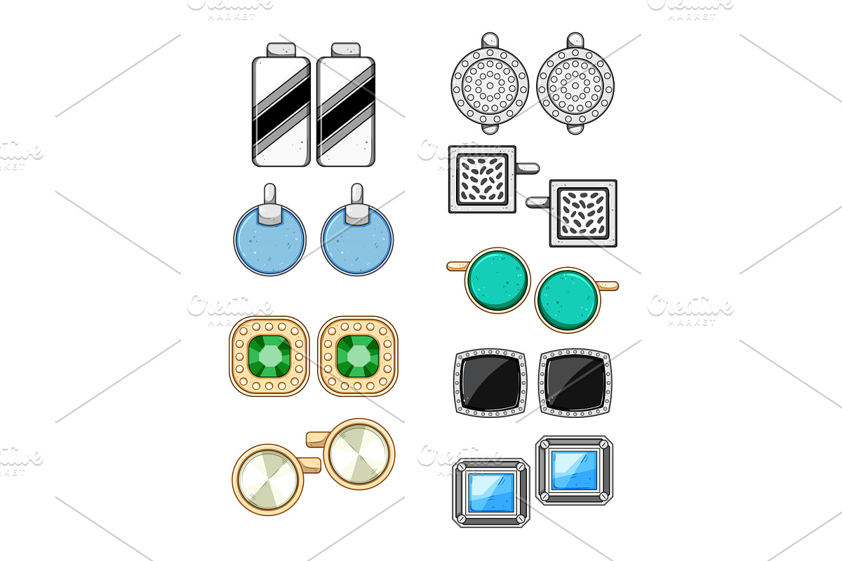 cufflinks set cartoon vector, an Object Illustration by pikepicture