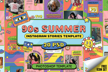 90s Summer Instagram Stories, a Social Media Template by muhisya