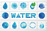 Blue Watercolor Vector Logos Set, a Decorative Illustration by Happiestsim (Thumbnail 3 of 3)