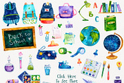 Back To School Clipart, an Education Illustration by Watercolor Nastasia Art (Thumbnail 2 of 5)
