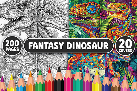 200 Fantasy Dinosaur Coloring Pages