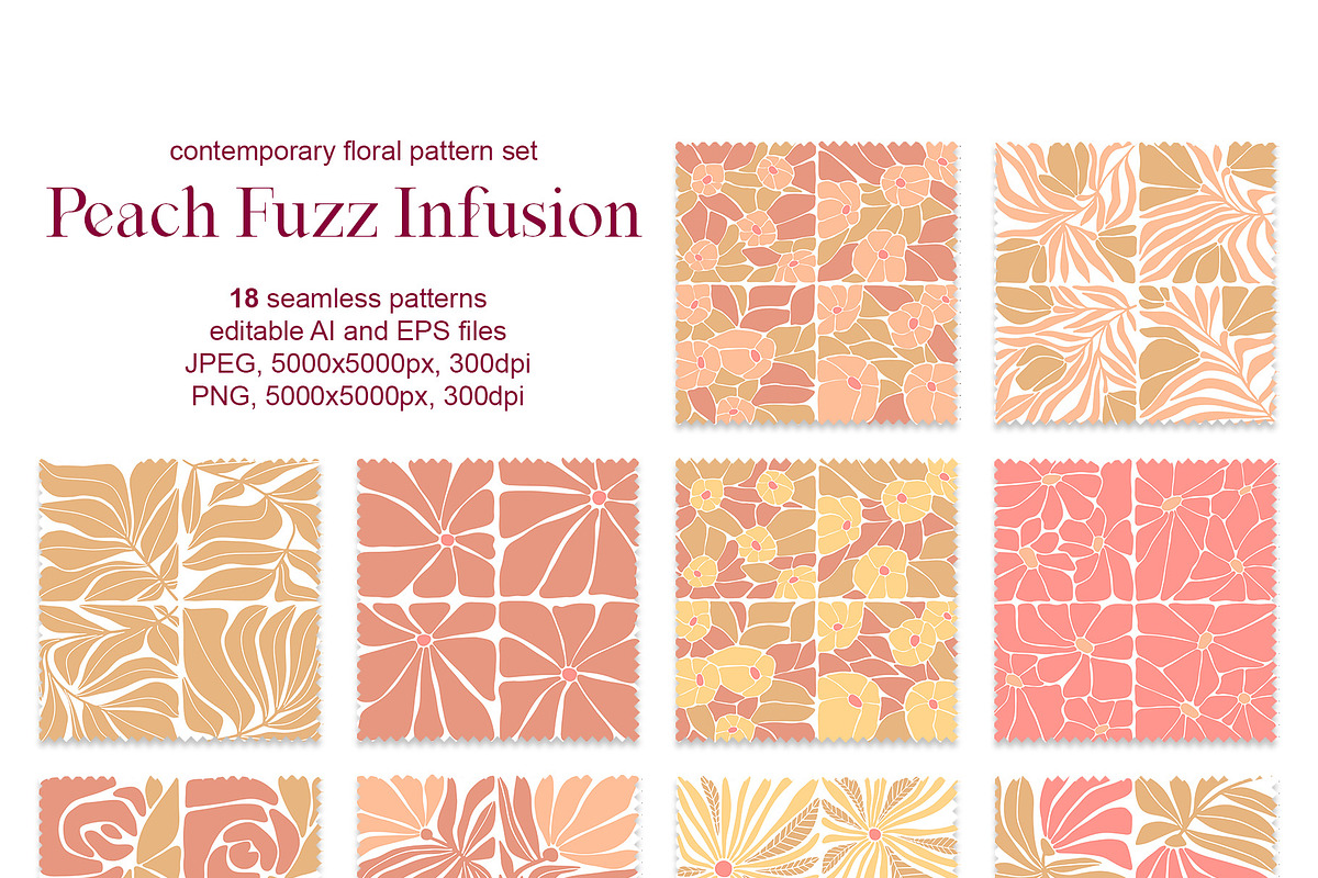 Peach Fuzz, abstract floral Patterns, a Pattern Graphic by ArtPavo (Photo 4 of 8)