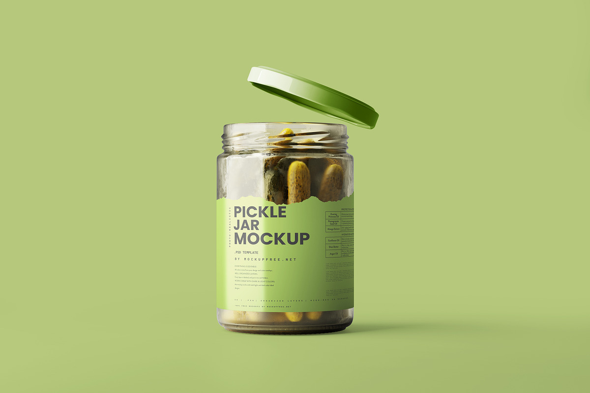 Pickle Jar Mockup, a Packaging Mockup by MockupFree.Net (Photo 4 of 5)