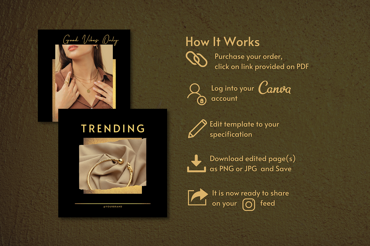 Black Gold Instagram Templates, a Social Media Template by Faytemplates (Photo 9 of 10)