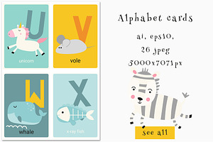 Animal Alphabet Kids Clipart Bundle