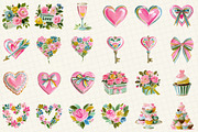 Valentine Watercolor Clipart Set, an Illustration by DreamCafeArt (Thumbnail 2 of 6)