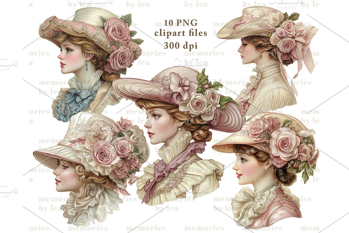 Victorian Lady Portrait Clipart PNG, an Illustration by Memories By Lea (Photo 2 of 9)