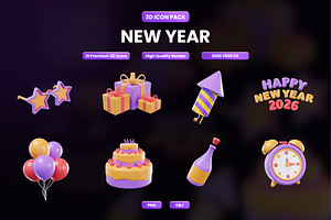 New Year 2026 Celebration 3D Icon Pa, an Object Graphic by Artnivora.Std