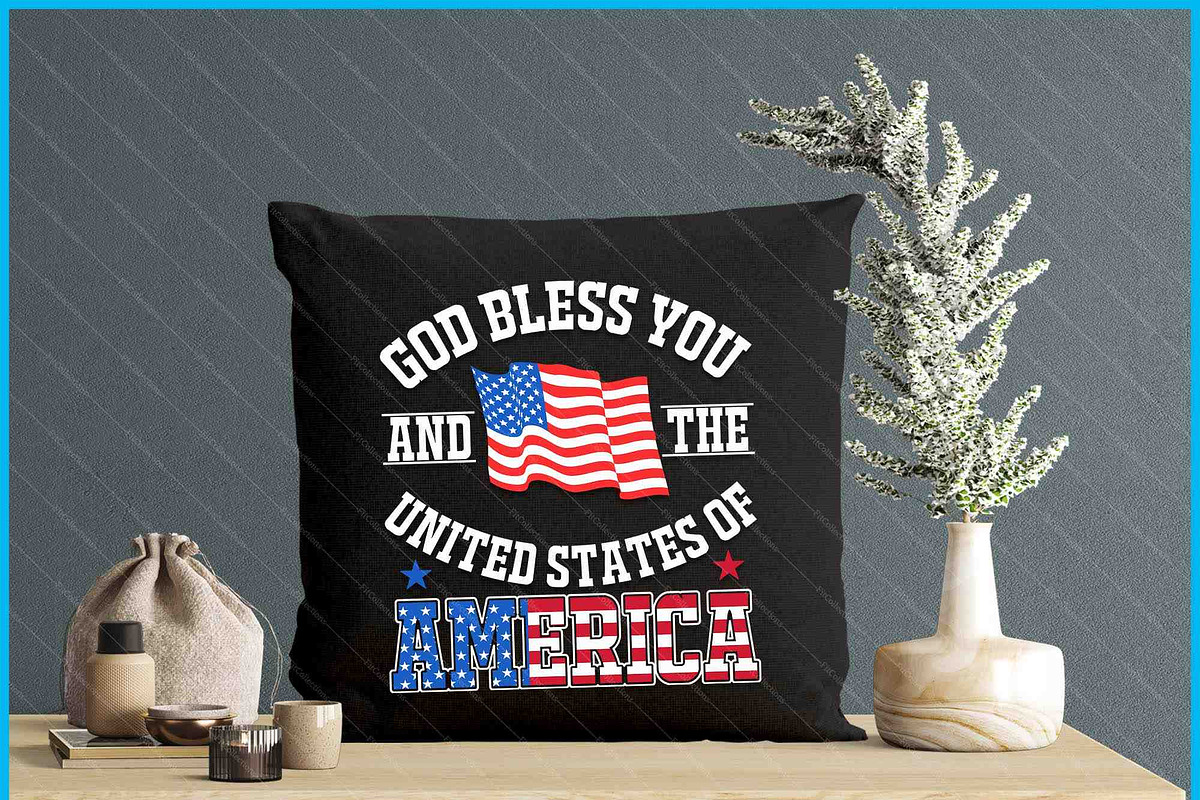 God Bless You And The Usa Flag SVG, an Object Graphic by Creativeusart (Photo 4 of 4)