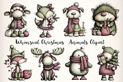 Whimsical Christmas Animals Clipart, an Illustration by Dream Creation (Thumbnail 3 of 7)