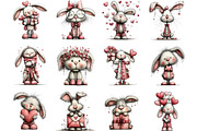 Whimsical Valentine Bunny Clipart, an Illustration by Designking (Thumbnail 3 of 5)