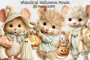Whimsical Halloween Mouse Clipart, a Seasonal Illustration by Rose Art