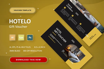 Hotelo - Gift Voucher, a Print Template by StreaksideStd
