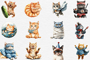 Funny Cat Clipart Quirky Cat Clipart, an Illustration by Black Bird Studio (Thumbnail 2 of 6)