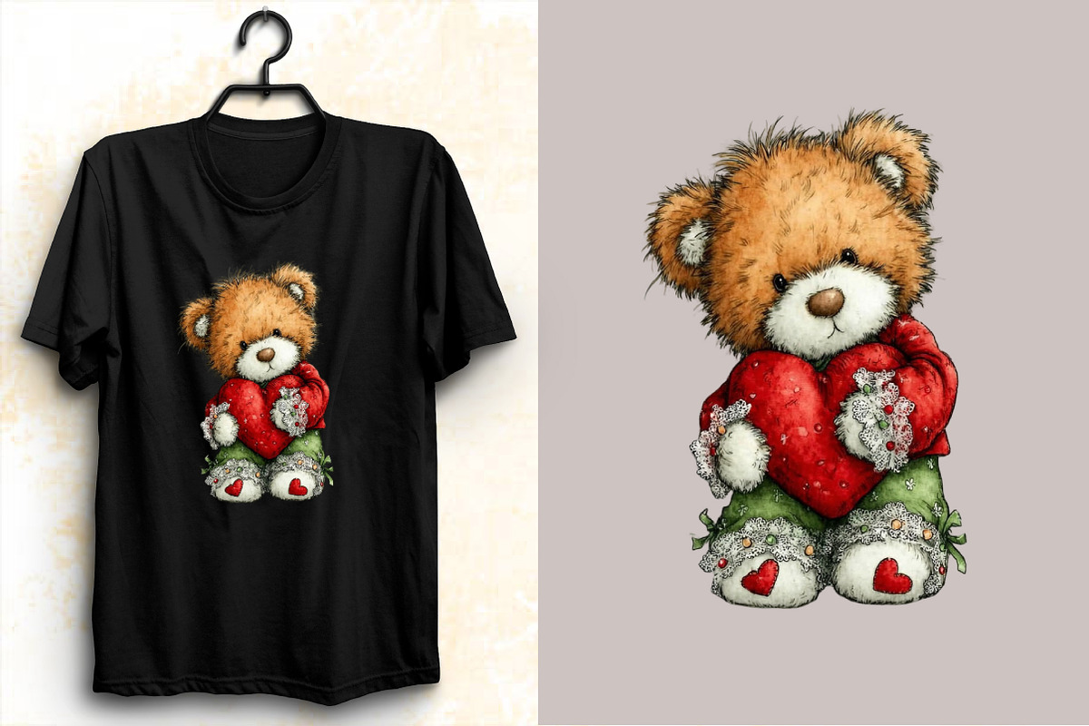 Whimsical Valentine Teddy Bear Clipa, an Illustration by SVGArt (Photo 6 of 8)