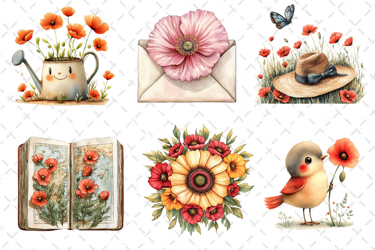 Summer Poppy Flowers Clipart, an Illustration by Dream Creation (Photo 6 of 6)