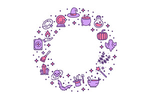 Magic Witch Halloween Round  Design