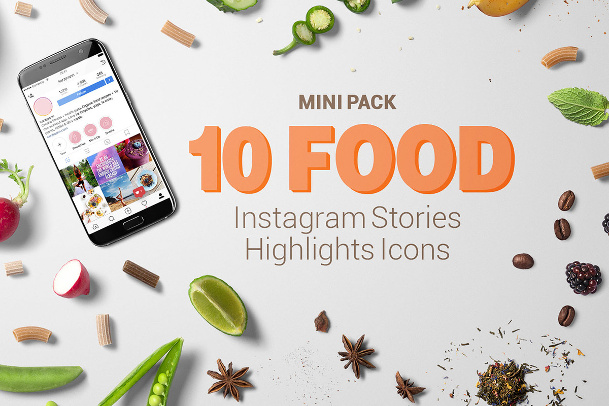 10 Food Instagram Stories Icons, a Social Media Template by Em & Dash (Photo 1 of 6)