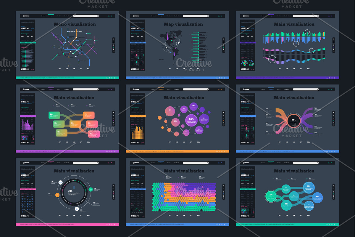 Vector UI Kit for infographics Chart, a Templates & Theme by fet