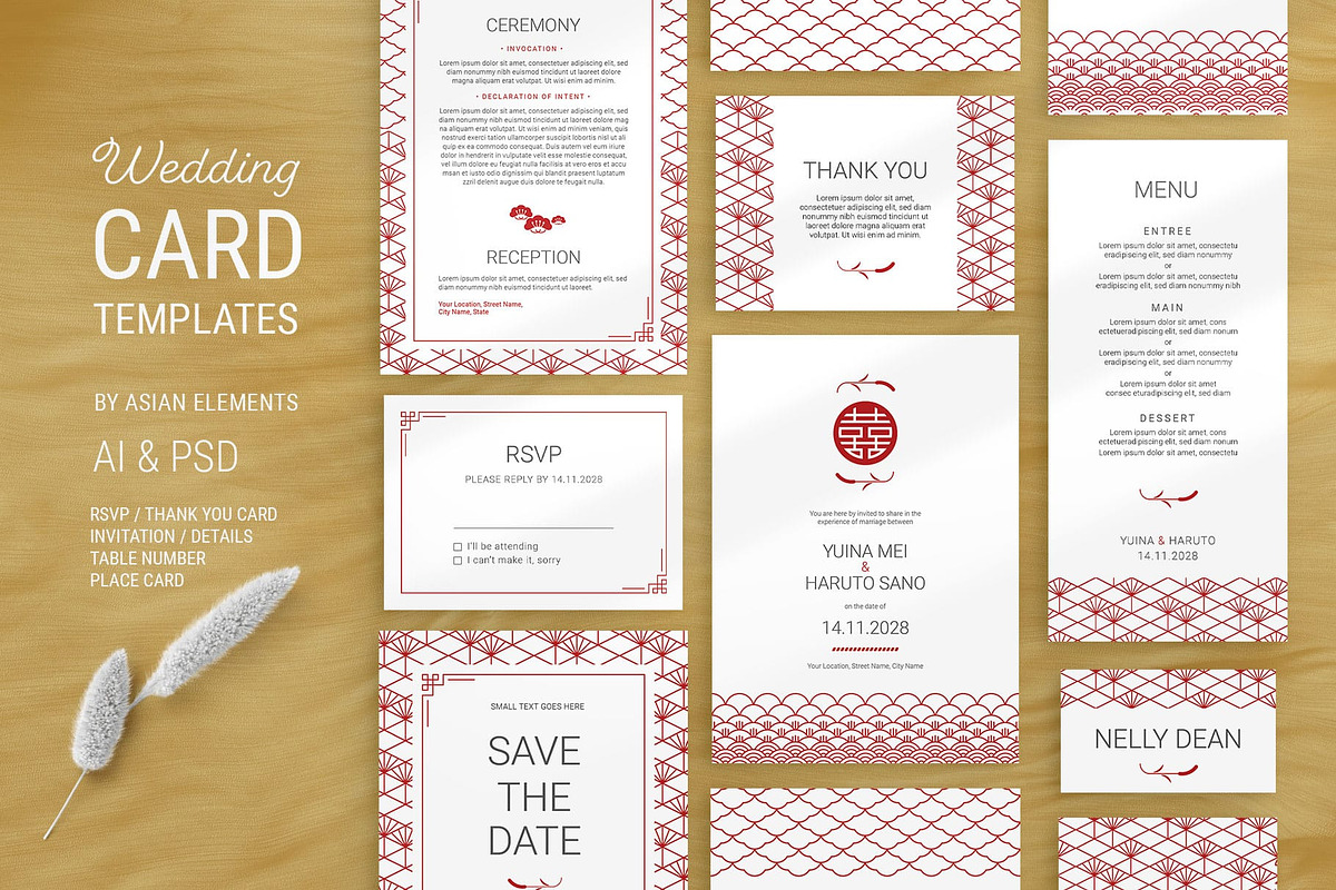 Elegant Wedding Stationery Templates, a Stationery Template by AsianElements (Photo 8 of 10)