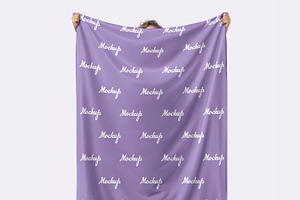 Blanket Mockup Held-up By Person