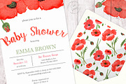 Watercolor Poppy Baby Shower Set, an Invitation Template by Love Design (Thumbnail 2 of 5)